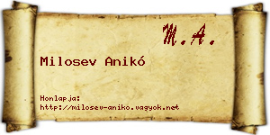 Milosev Anikó névjegykártya